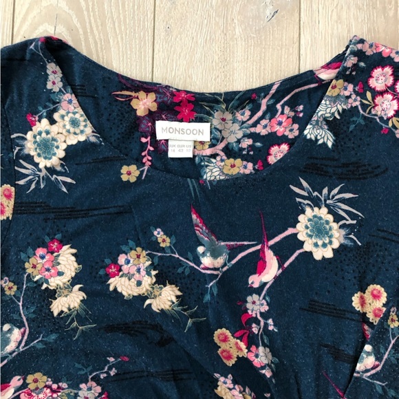 Monsoon Floral Print 1/2 Sleeve Dress Size 10 - Picture 4 of 15